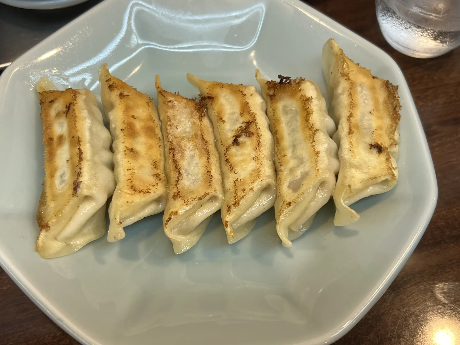 みんみんの焼餃子。きれいに並べられている。
