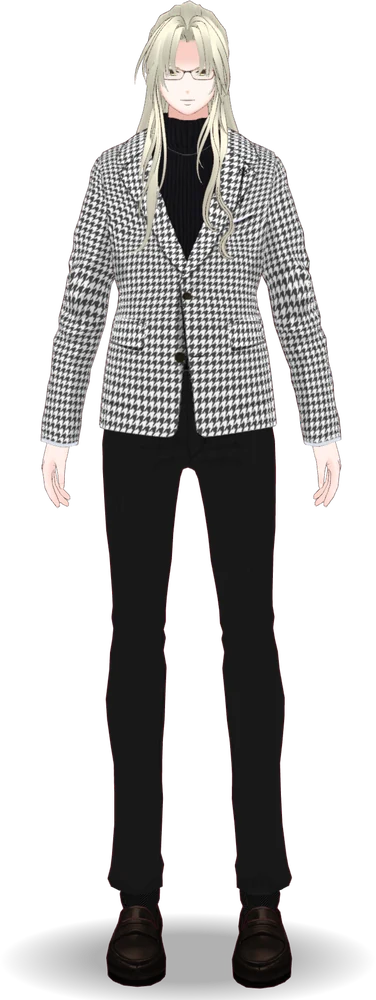 千鳥格子ジャケットに眼鏡の3Dモデル